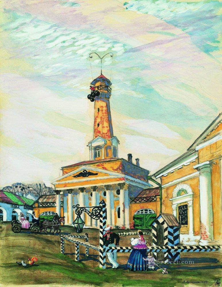 Plaza en Krutogorsk 1915 Boris Mikhailovich Kustodiev escenas de la ciudad del paisaje urbano Pintura al óleo